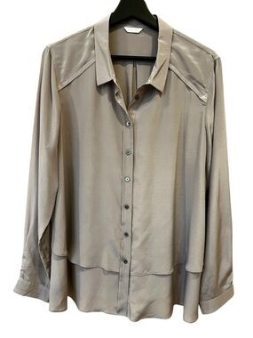 Poetry Taupe Satin Button-Up Blouse